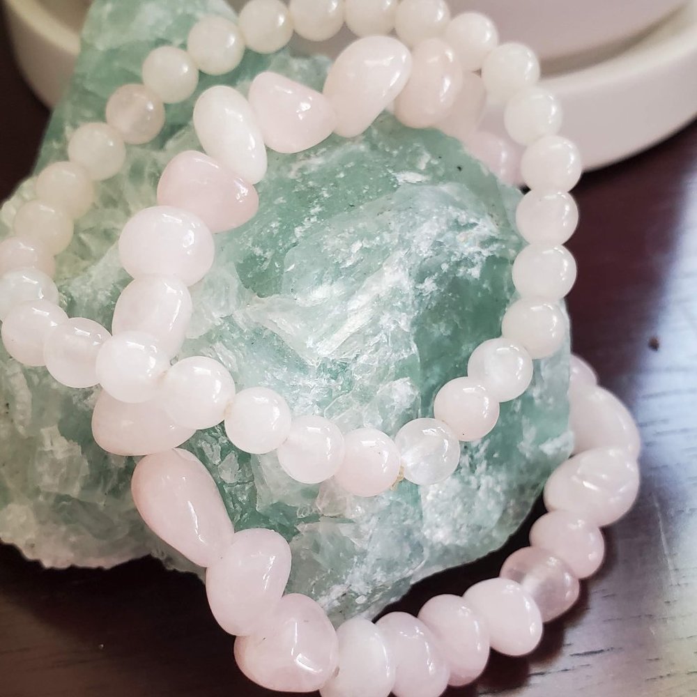 Rose quartz stretch bracelets
